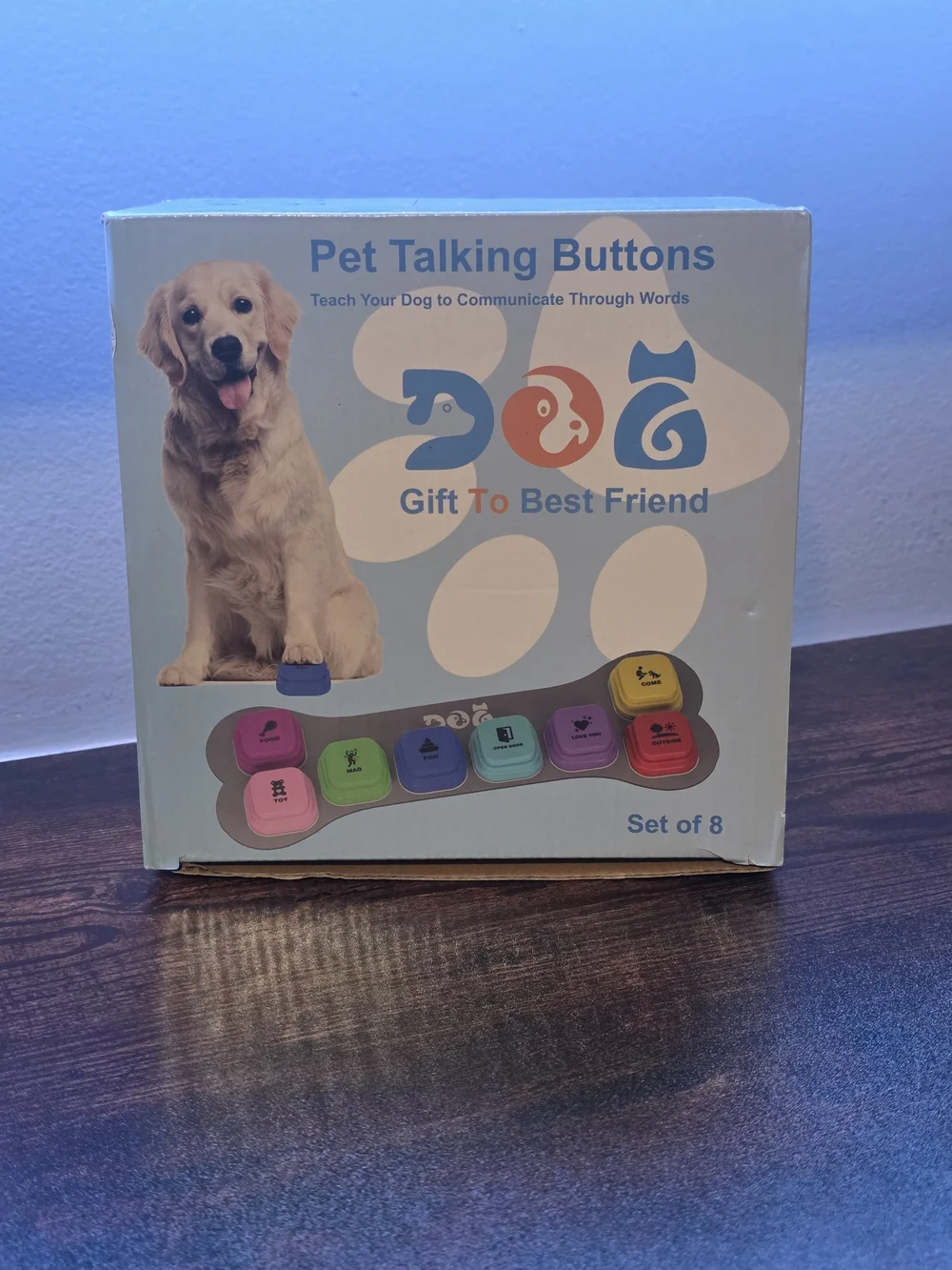Set of 8 - Multicolor Dog Communication Buttons